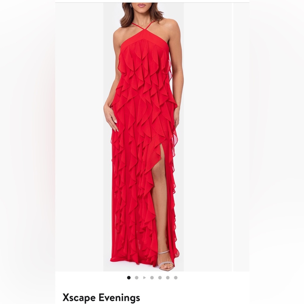 Elegant Red Ruffled Maxi Dress